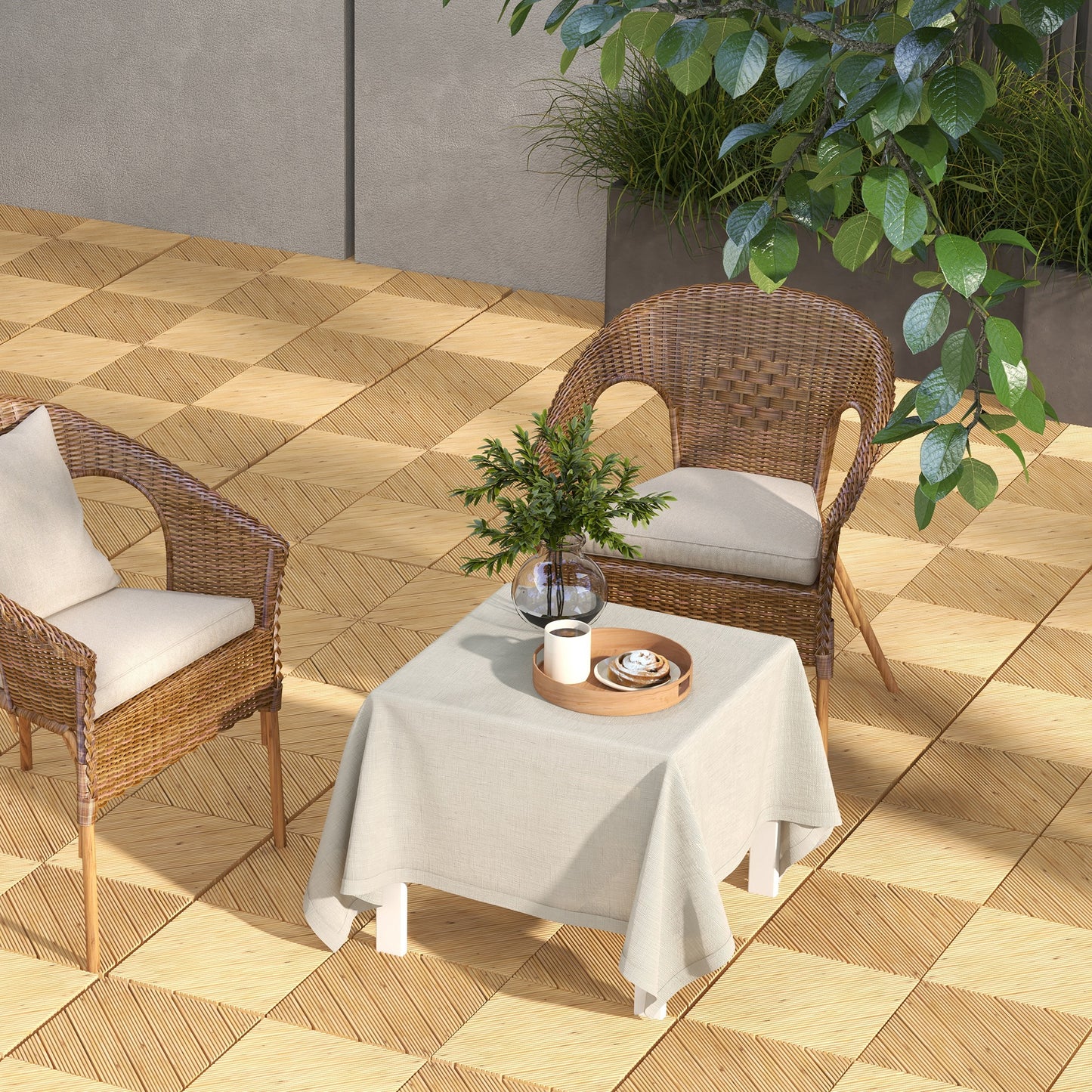 9 Pcs Interlocking Flooring Tiles for Patio, Balcony, Hot Tub, Yellow