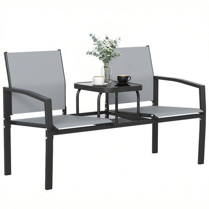 Garden Love Seat with 2-Tier Table, 2 Seater Jack & Jill Loveseat