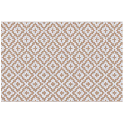 274 x 182 cm Reversible Outdoor RV Rug Floor Mat, Coffee and White