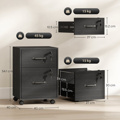 Roll File Cabinet with Drawer, Organiser Letter Size, Black