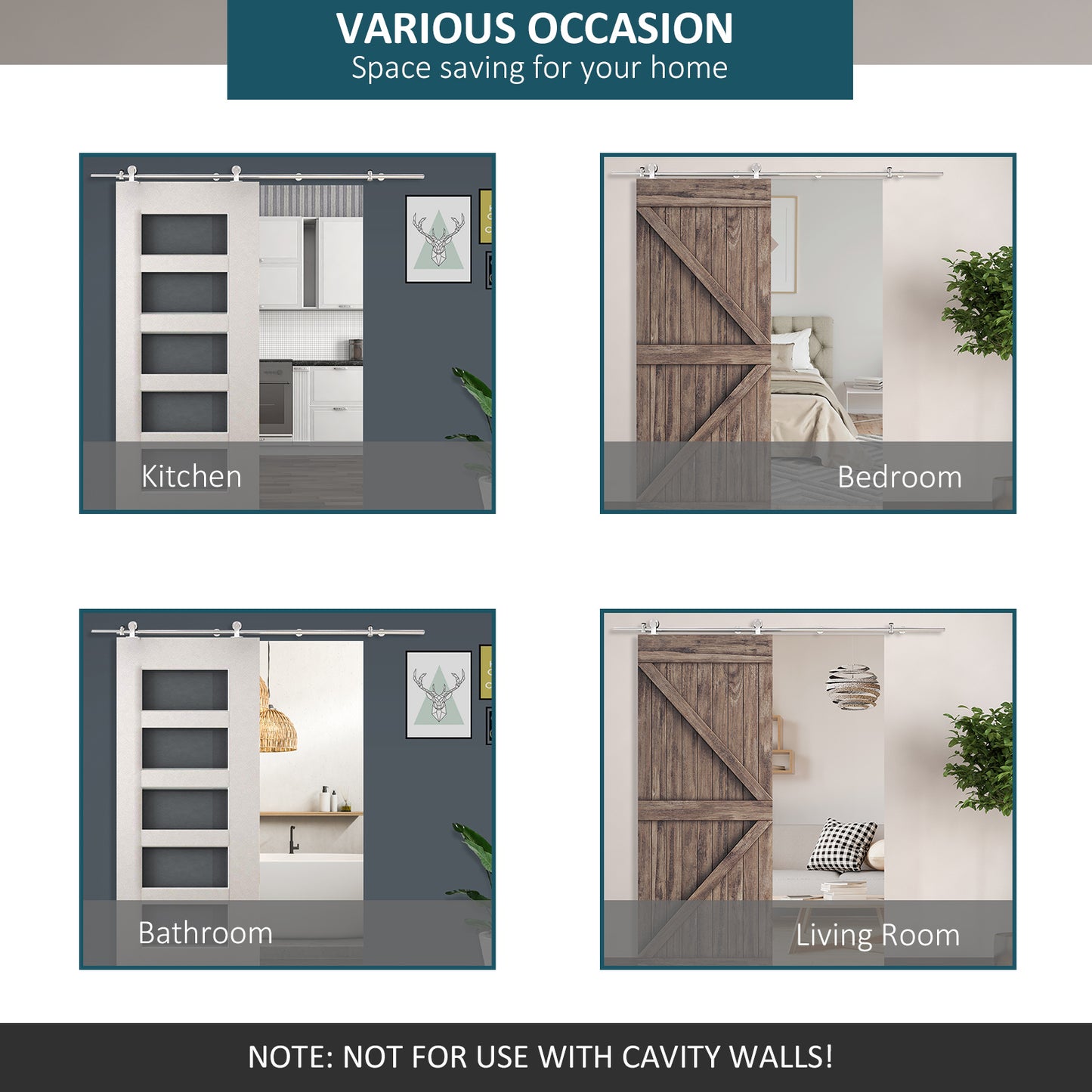 Modern Sliding Barn Door Closet Hardware Track Kit Track System Unit