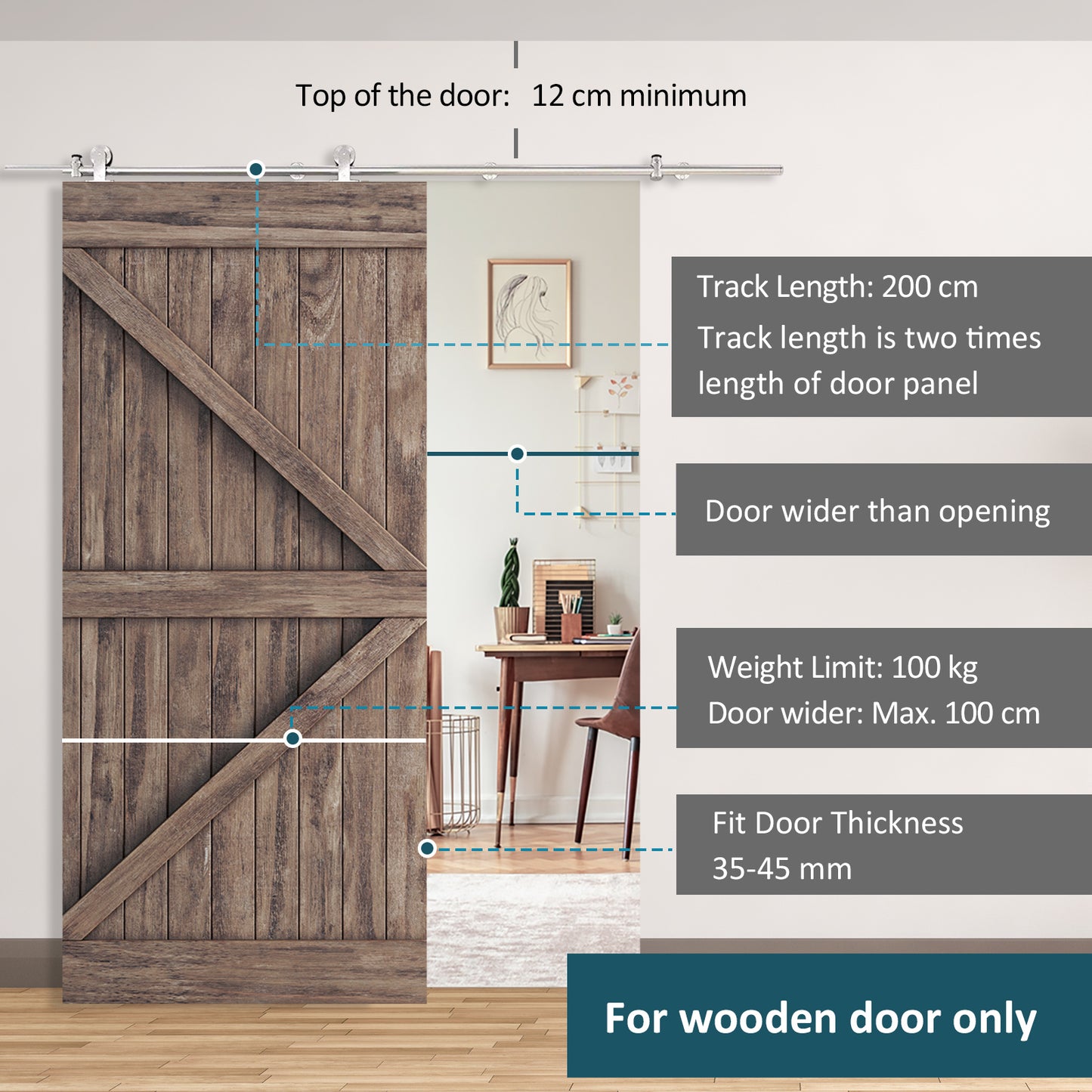 Modern Sliding Barn Door Closet Hardware Track Kit Track System Unit