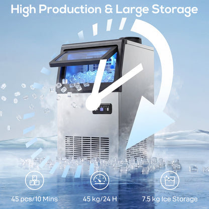 45kg/24H Commercial Ice Maker Machine with Auto Self-Cleaning
