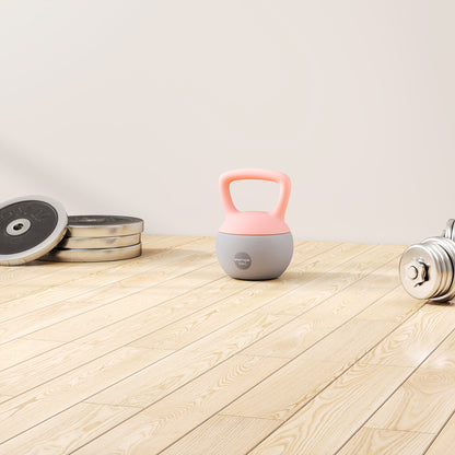 10KG Kettlebell with Soft Body and Non-Slip Handle, Pink and Grey