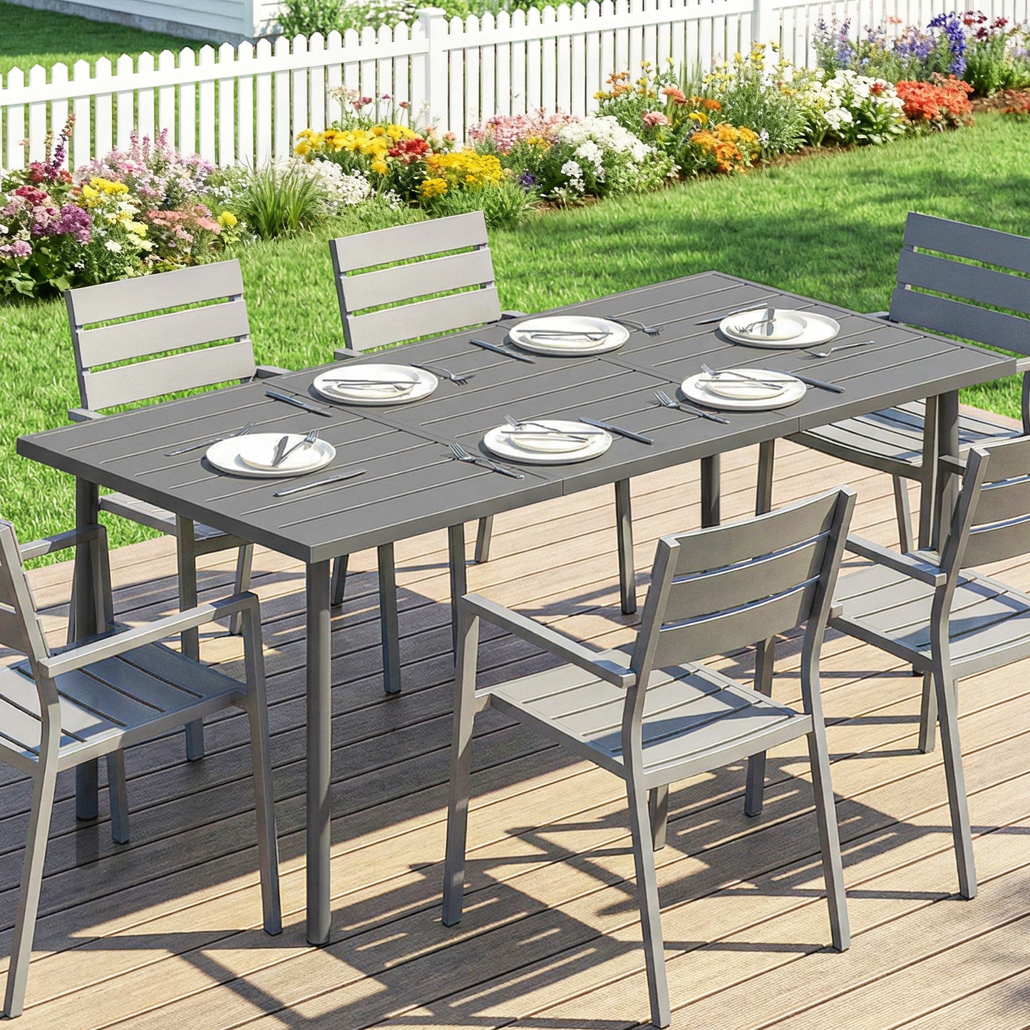 Garden Dining Table for 6 Person, 165 x 80 cm
