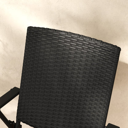 2pcs Rattan Chair Foldable Garden Furniture w/ Armrest Black