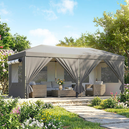 3 x 6 m Pop Up Gazebo, UPF50+ Wedding Party Tent Marquee, Dark Grey