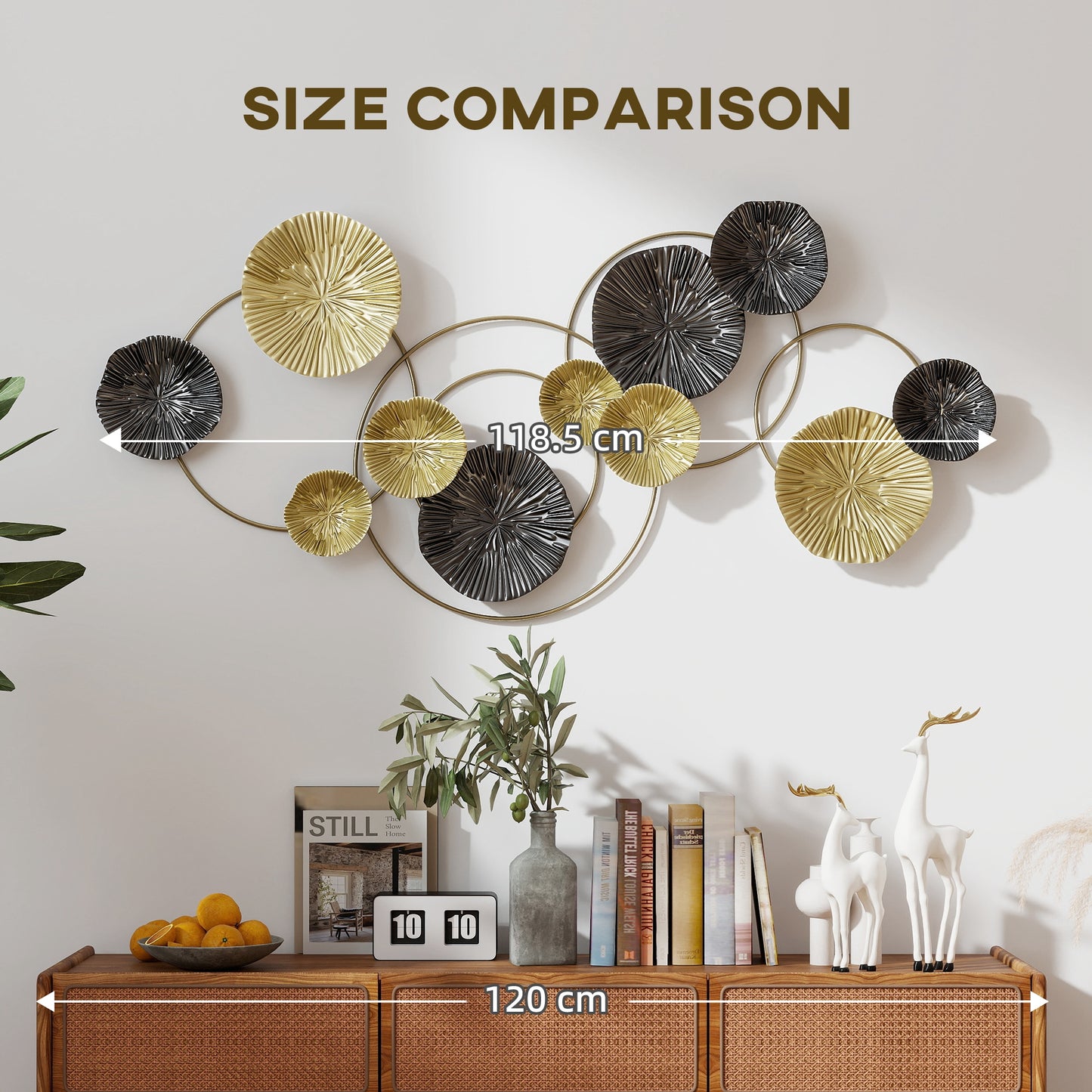 Hanging Wall Sculpture with Modern Lotus-Leaf Design, Metal Wall Art