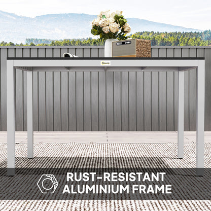120 x 70 cm Garden Table for 4-6 with Aluminium Frame, Slatted Top