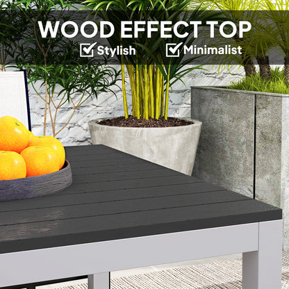 120 x 70 cm Garden Table for 4-6 with Aluminium Frame, Slatted Top
