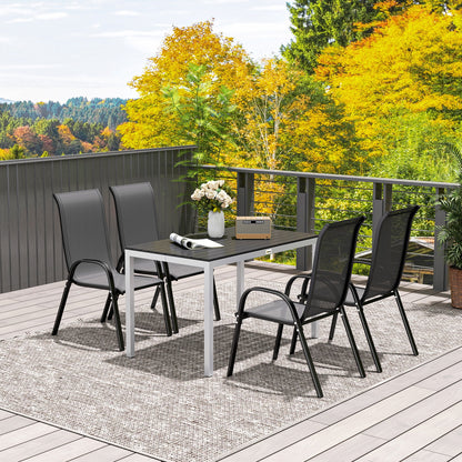 120 x 70 cm Garden Table for 4-6 with Aluminium Frame, Slatted Top