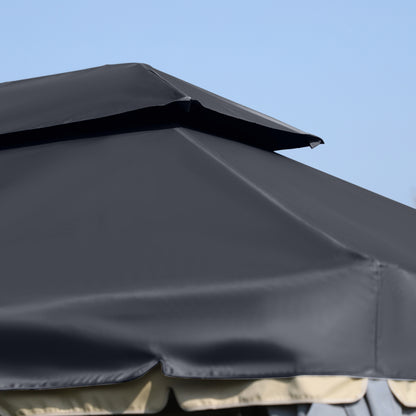 3x4m 2-Tier Gazebo Aluminium Garden Marquee Party Tent Black