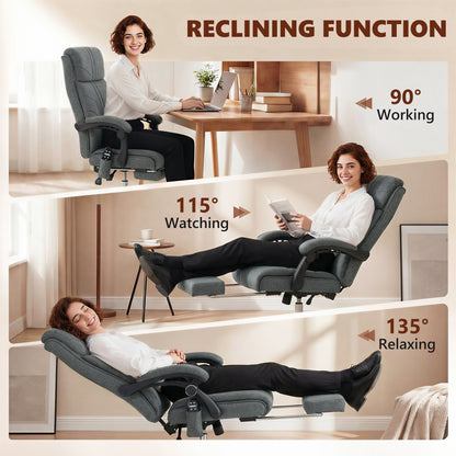 Vinsetto Vibration Massage Office Chair with Heat, Footrest, Grey