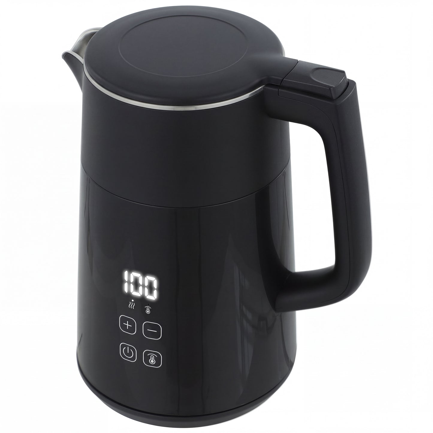 Electric Kettle, 1.7L Fast Boil 3kW Water Kettle with UK Strix Thermostat, LED Display, Keep Warm Function, Auto Shut-off and Boil-Dry Protection, Black