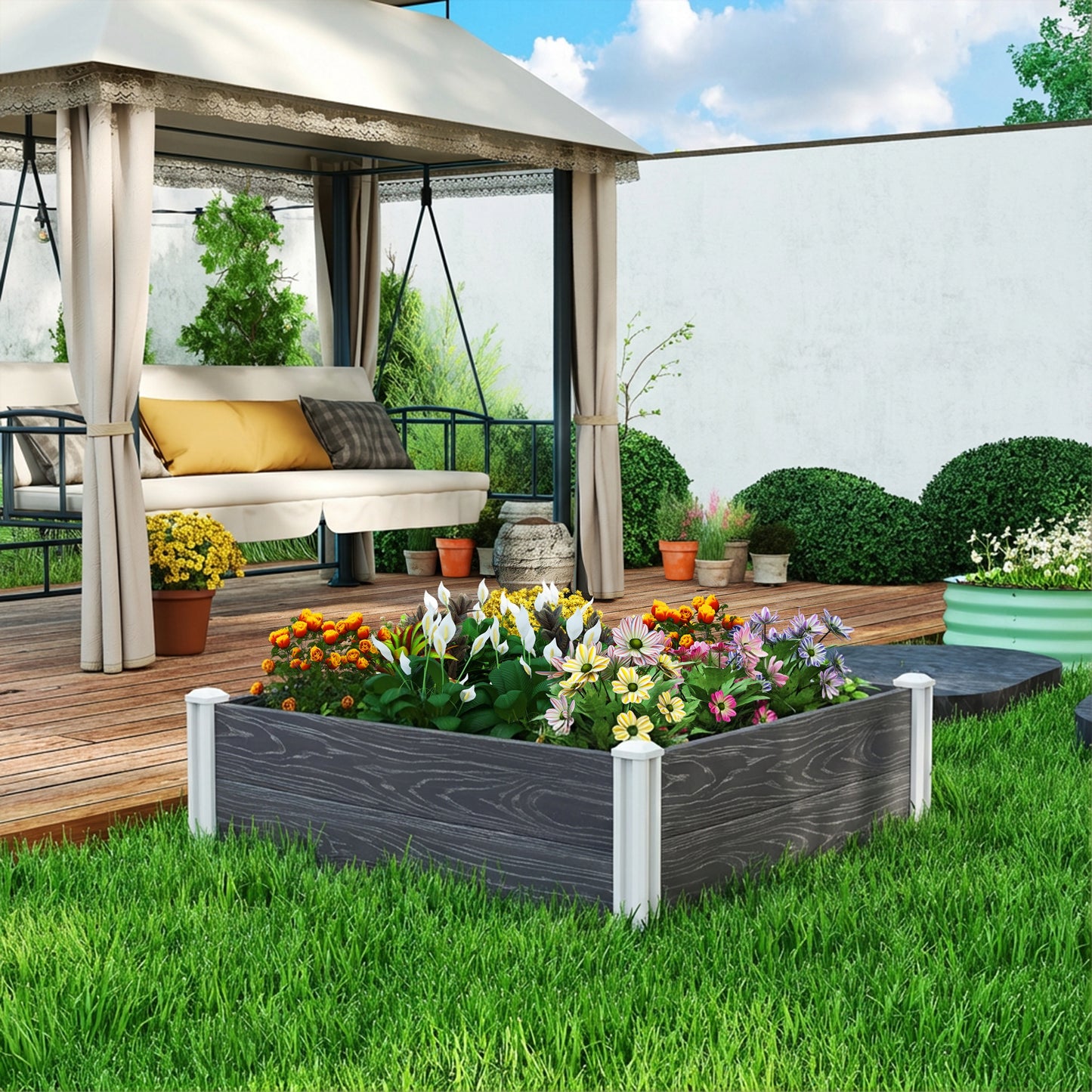 Vinyl Raised Garden Bed Kit, 3 x 3 x 1ft Modular Garden Box