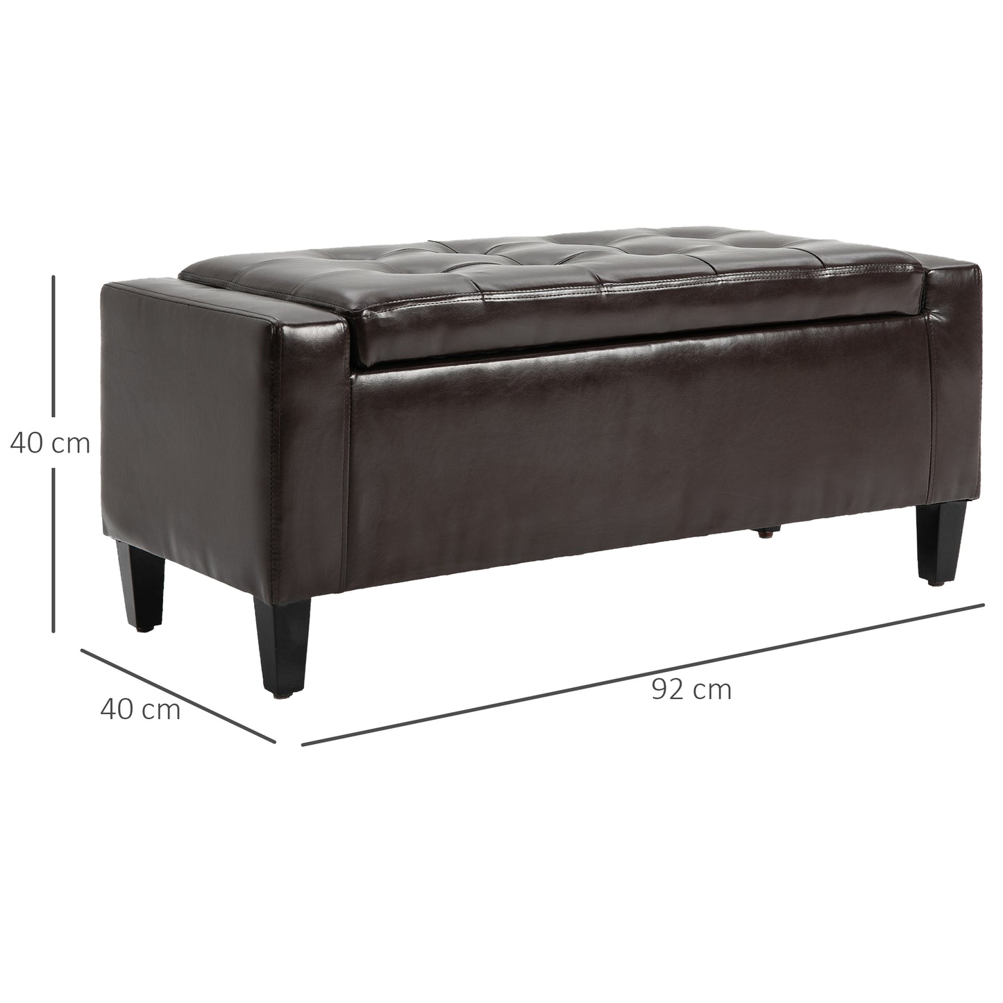 40x90cm PU Leather Storage Ottoman Bench Wood Frame w/ Tufting Feet Brown