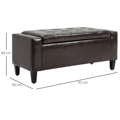 40x90cm PU Leather Storage Ottoman Bench Wood Frame w/ Tufting Feet Brown