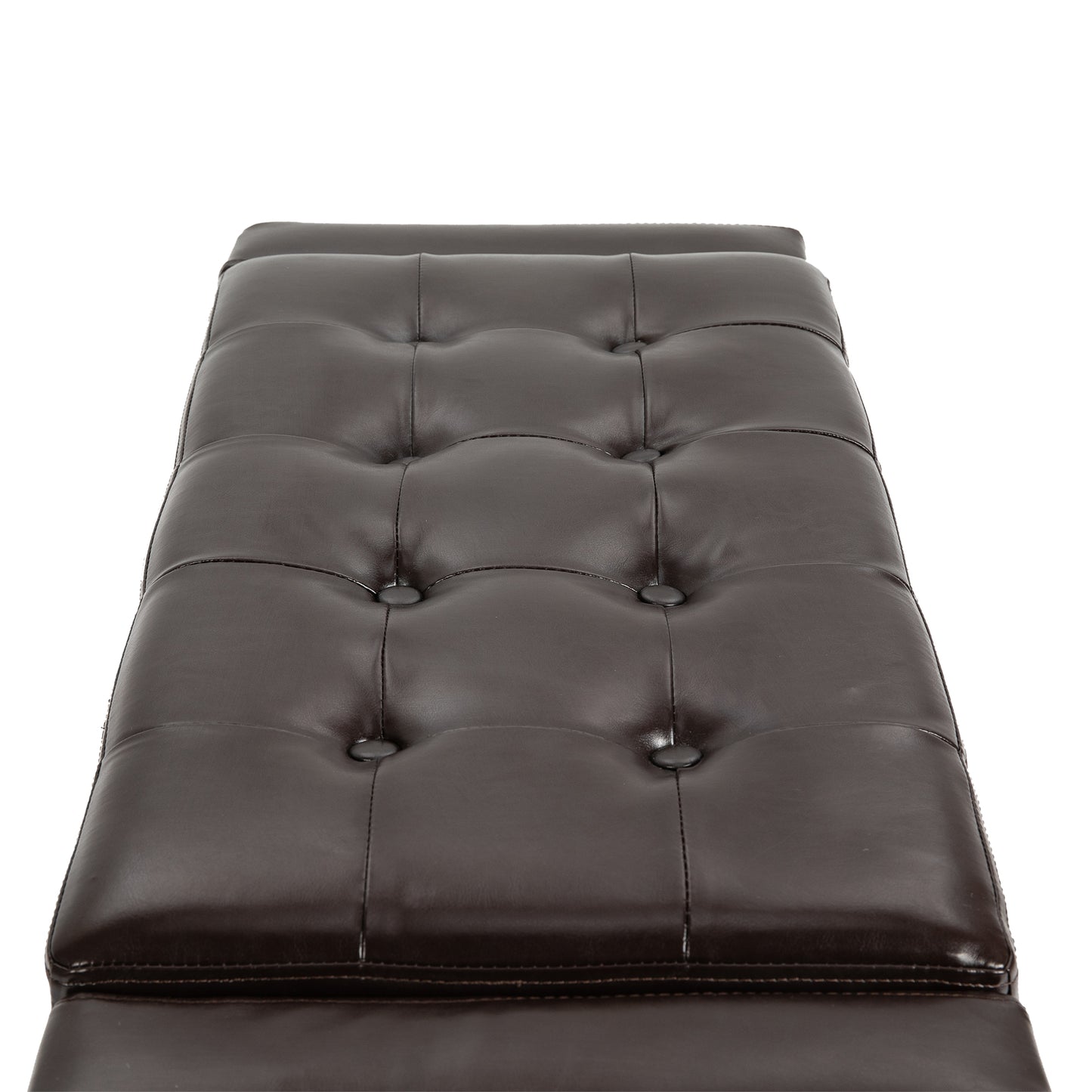 40x90cm PU Leather Storage Ottoman Bench Wood Frame w/ Tufting Feet Brown