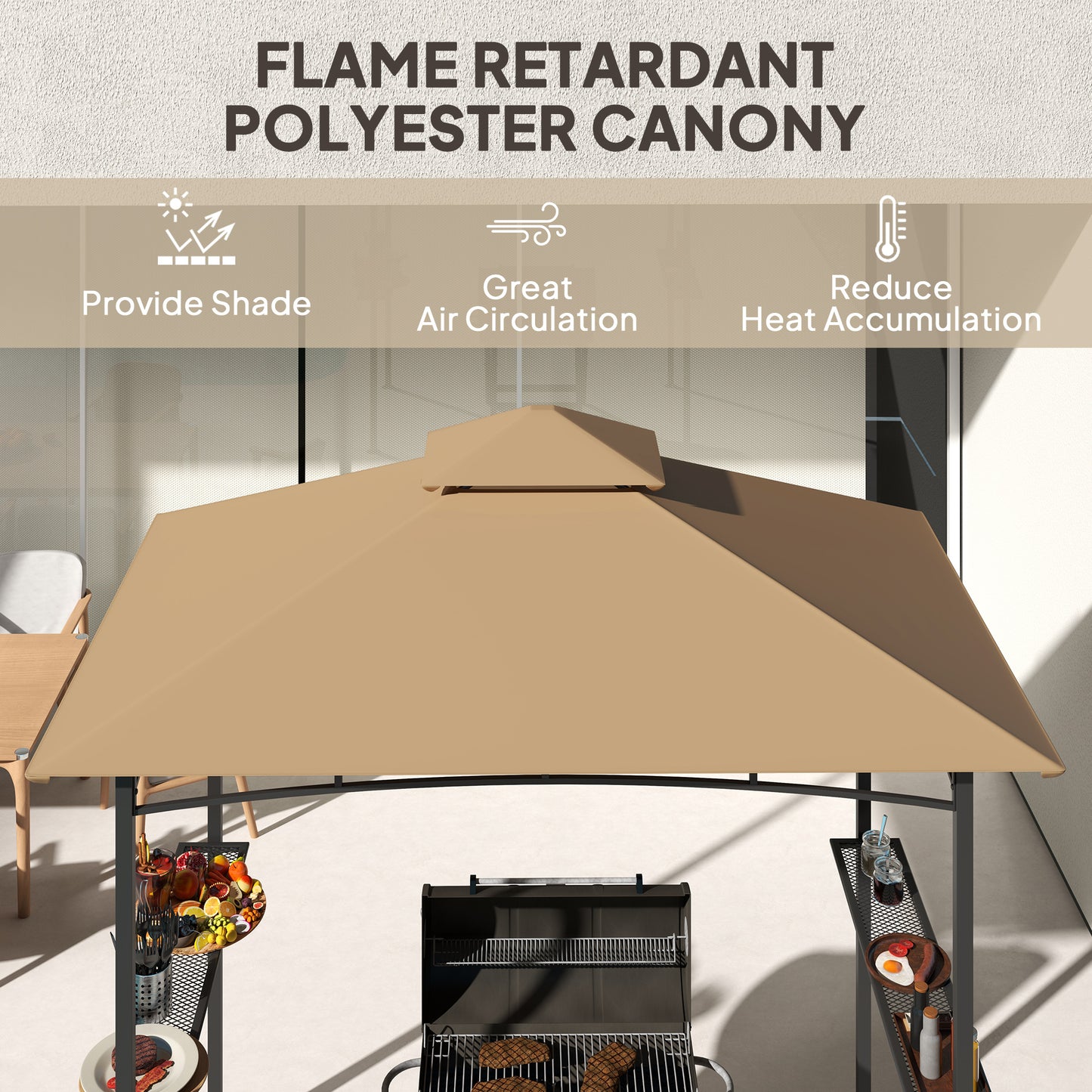 Outdoor Double-tier BBQ Gazebo Shelter Grill Canopy Barbecue Tent