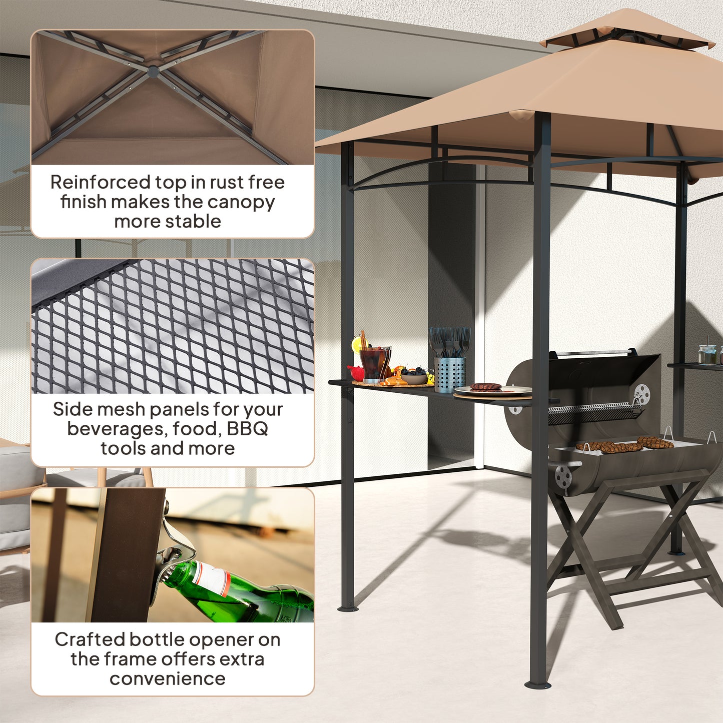 Outdoor Double-tier BBQ Gazebo Shelter Grill Canopy Barbecue Tent