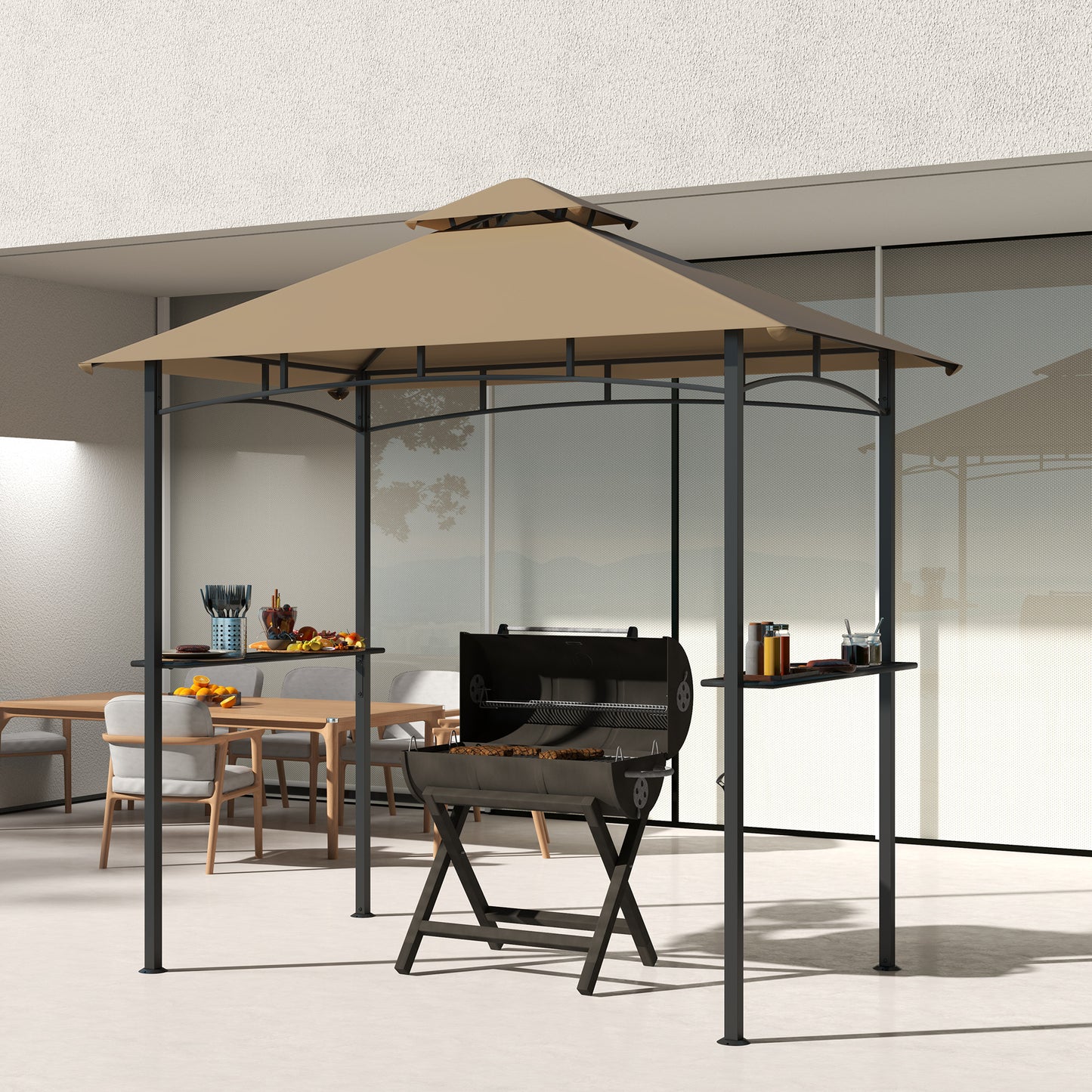 Outdoor Double-tier BBQ Gazebo Shelter Grill Canopy Barbecue Tent
