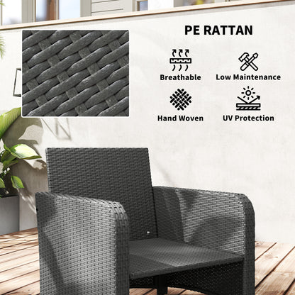 Wicker Patio Conversation Set with 2 Armchairs and 6 Cushions Cream