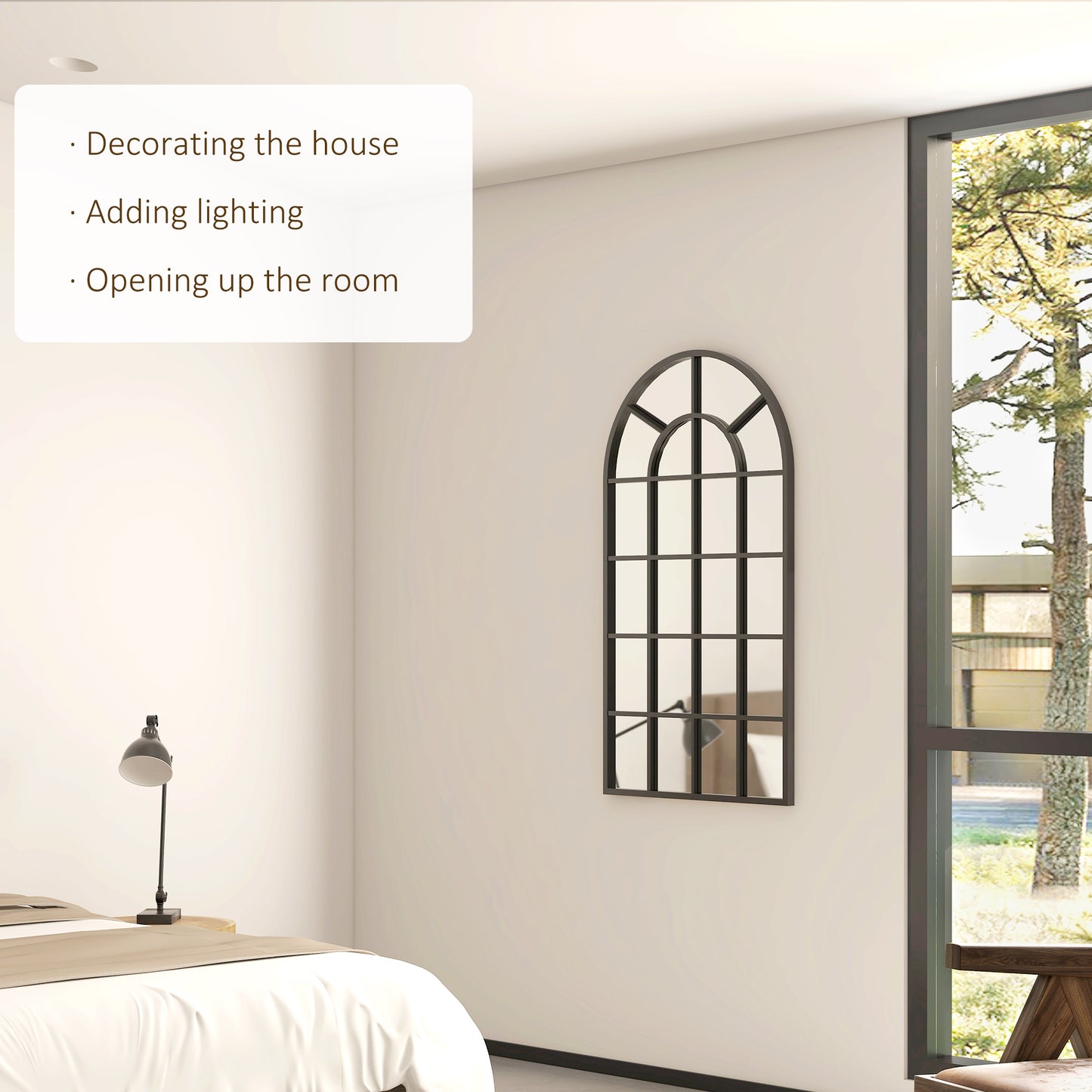 Arched Decorative Wall Mirror for Bedroom Living Room, Modern Window Bathroom Mirror for Home Decor