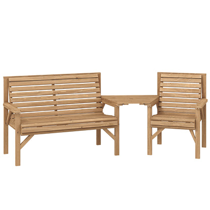 Wood Garden Furniture Set w/ Parasol Hole, Detachable Table, Natural