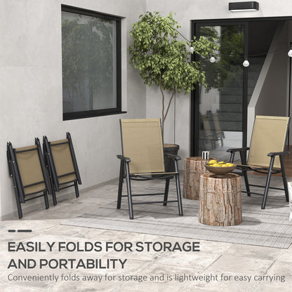 4-PCS Garden Armchairs Outdoor Patio Folding Furniture Light Brown