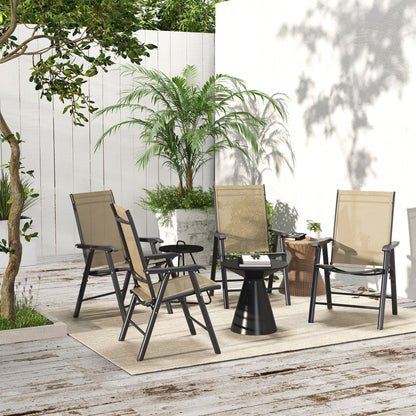 4-PCS Garden Armchairs Outdoor Patio Folding Furniture Light Brown