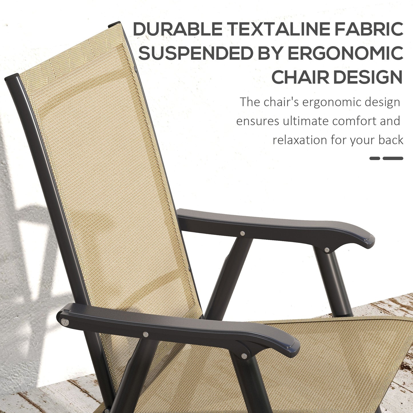 4-PCS Garden Armchairs Outdoor Patio Folding Furniture Light Brown