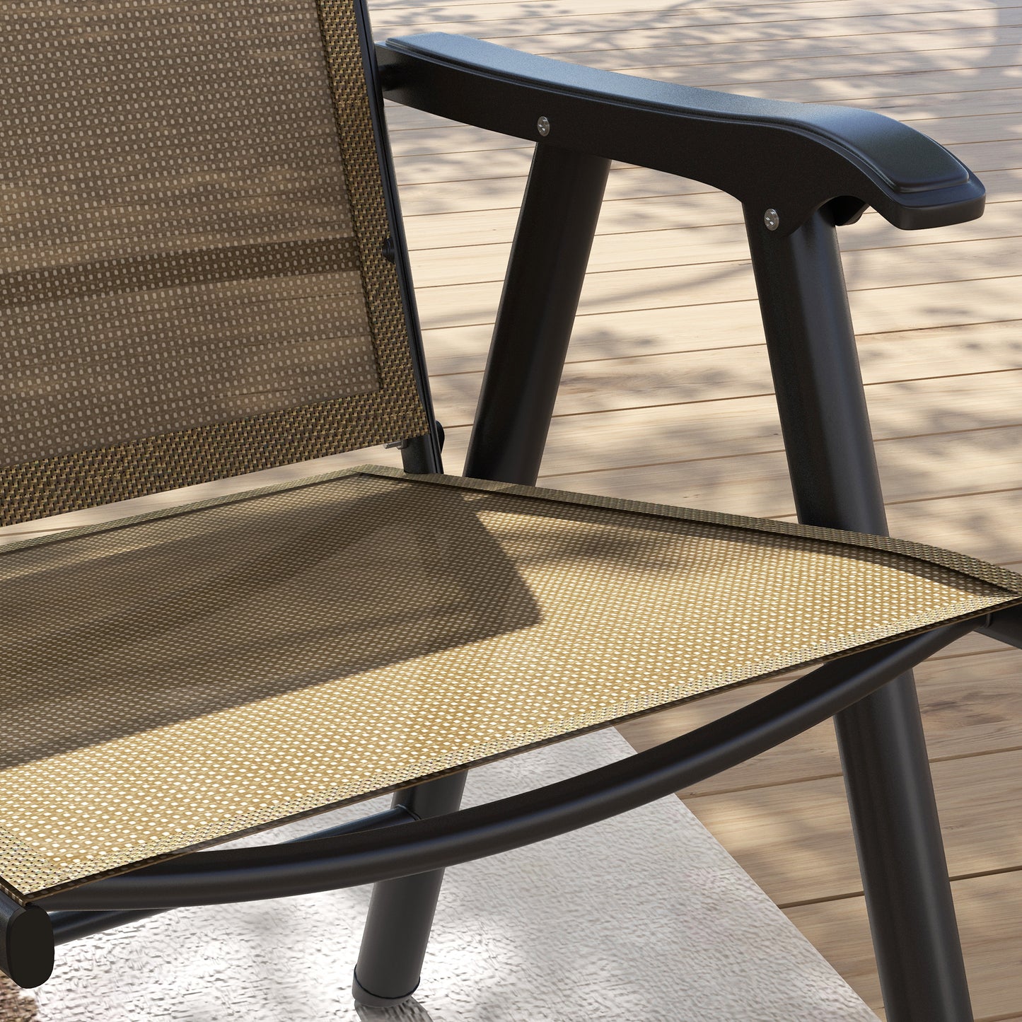 4-PCS Garden Armchairs Outdoor Patio Folding Furniture Light Brown