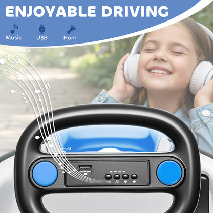 Kids Bumper Car with Game-Inspired Design and Oversized Wheels, 360-Degree Spin Electric Ride on Toy, Dual Motors, Music and Horn for Toddlers, Bumper Car for Kids Ages 37-96 Months, Blue