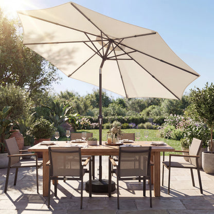 2.7 m Garden Parasol Umbrella with Cross Base, Sandbag, Cream White