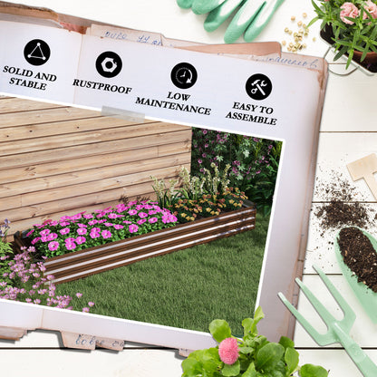 Galvanised Raised Bed for Garden, Outdoor Elevated Planter Box, Brown
