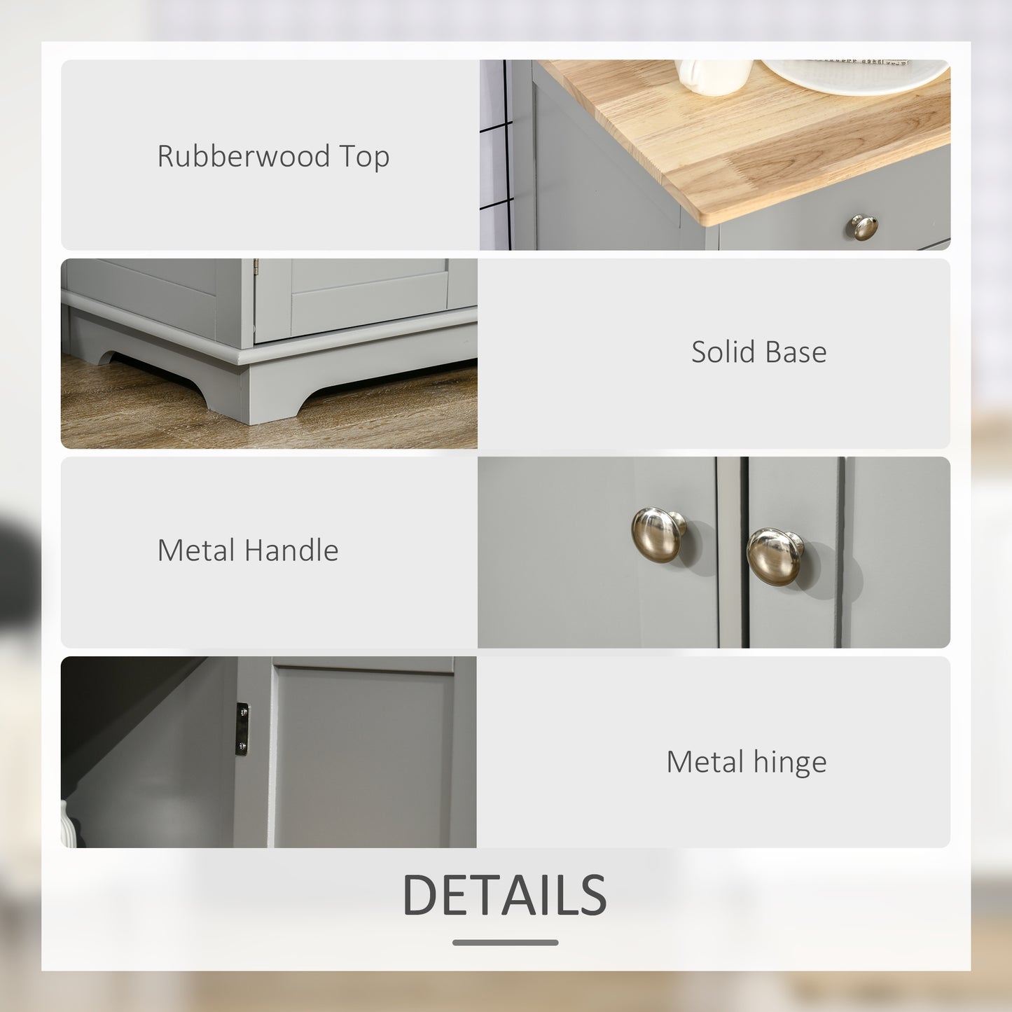 Sideboard Buffet Cabinet with Storage Cabinets and Drawers Grey