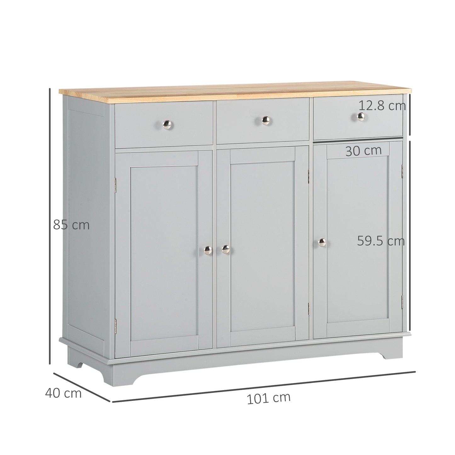 Sideboard Buffet Cabinet with Storage Cabinets and Drawers Grey