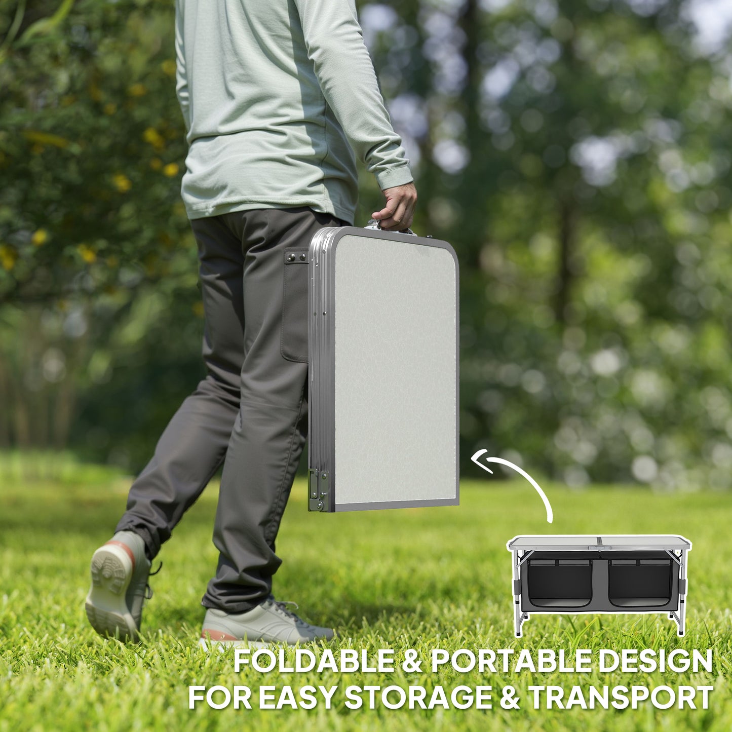 Picnic Table Camping Folding Portable Dining Storage Garden Outdoor