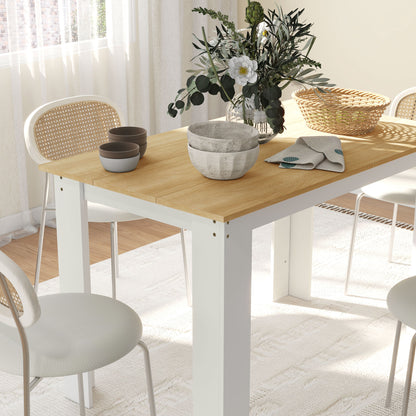 Dining Table for 4-6 People, Wood Effect Tabletop, Oak & White