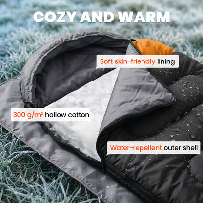 Sleeping Bag for Adults, Lightweight & Compact Sleeping Bag, Grey