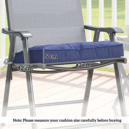 42 x 42cm Replacement Garden Seat Cushion Pad with Ties, Dark Blue
