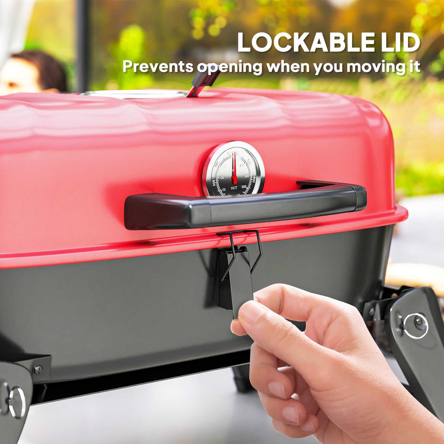 Folding Charcoal Barbecue Grill, Portable BBQ for Camping, Red