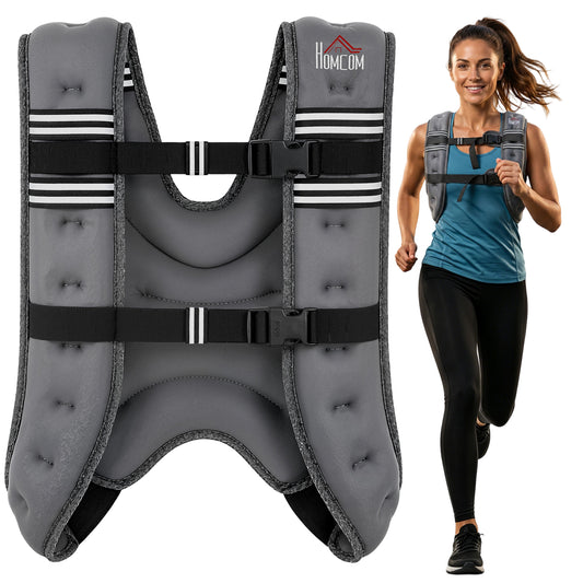 8KG Weighted Vest, Running Weight Vest with Adjustable Straps, Convenient Pocket and Reflective Strips, for Men and Women Cardio Exercise Strength Training Workout