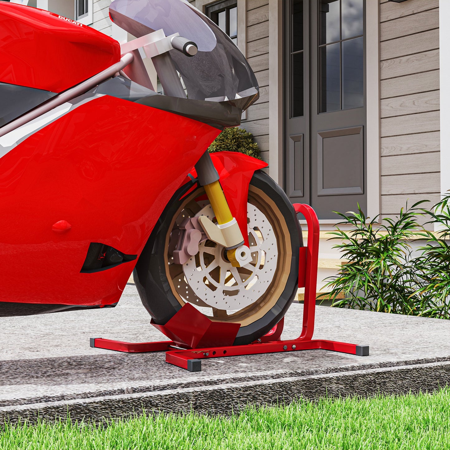 Adjustable Motorcycle Wheel Chock Motorbike Holder with Metal Frame