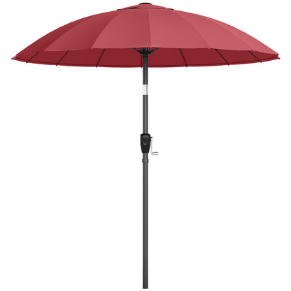 2m Shanghai Garden Parasol Umbrella, Outdoor Sun Shade, Wine Red