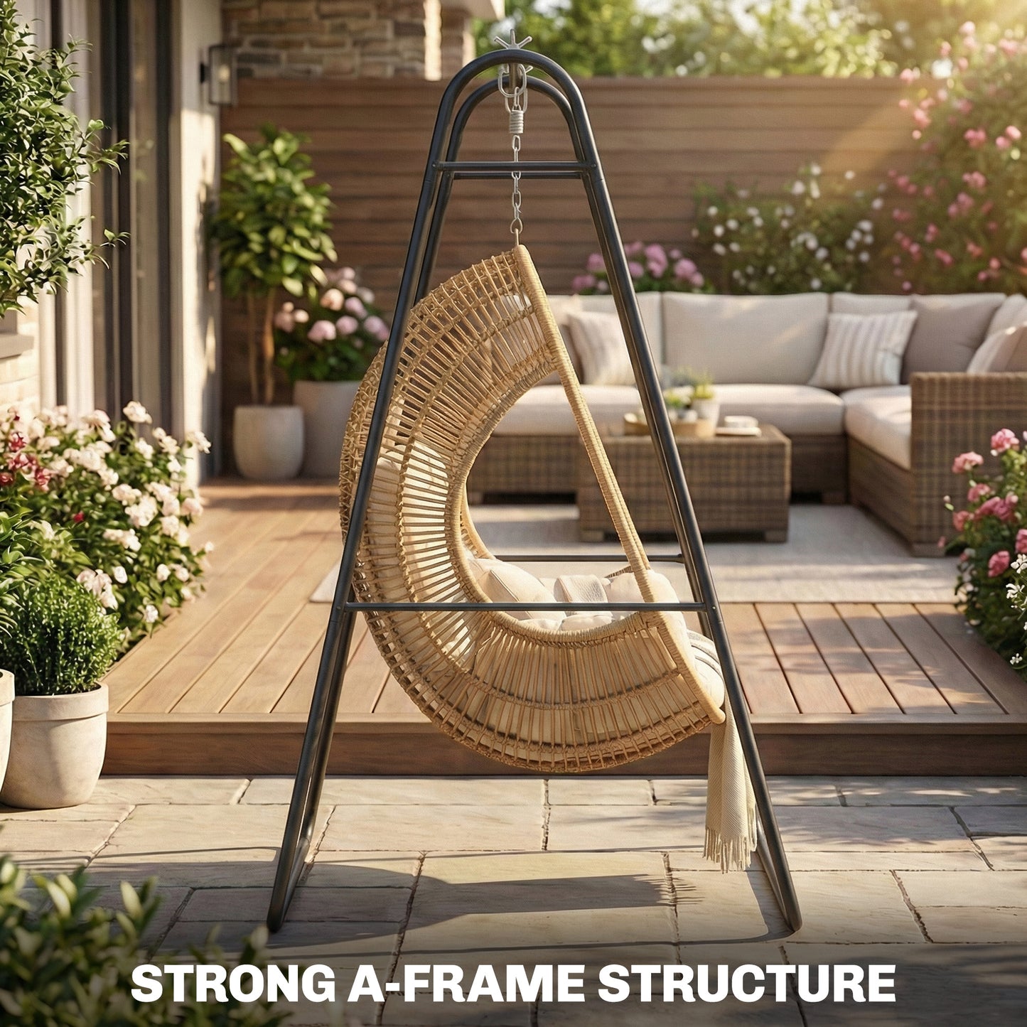 Hammock Chair Stand Only, Hanging Chair Stand, 150 KG Load, Black