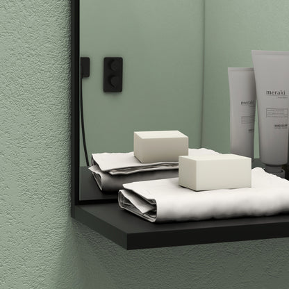 Bathroom Mirror Wall Mount Vanity Mirror with 4 Storage Shelves, Black