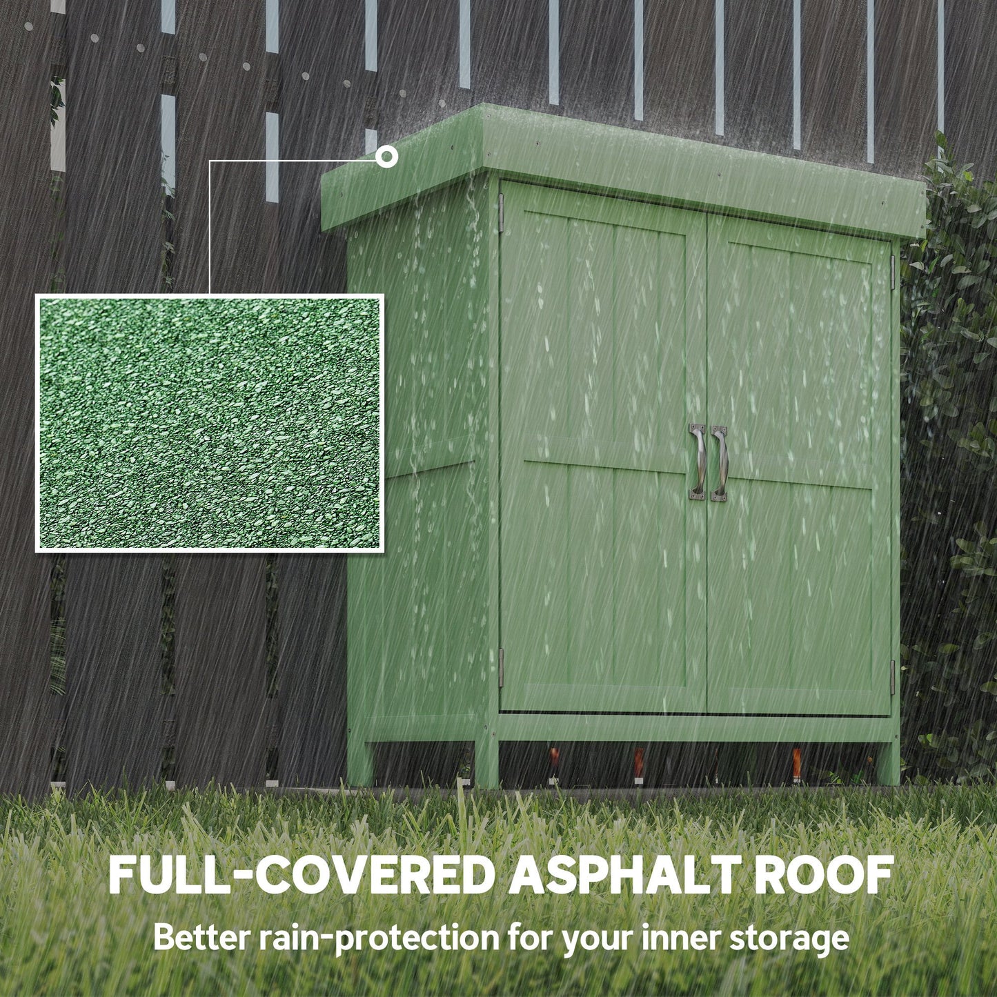 Wooden Garden Shed w/ Hinged Roof, 74x43x88cm, Light Green
