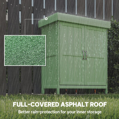 Wooden Garden Shed w/ Hinged Roof, 74x43x88cm, Light Green