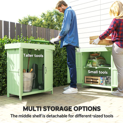 Wooden Garden Shed w/ Hinged Roof, 74x43x88cm, Light Green